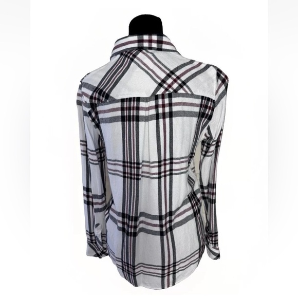 Rails Shirt S M Hunter White Navy Plaid Button Flannel Top 90s Grunge California - Picture 3 of 10